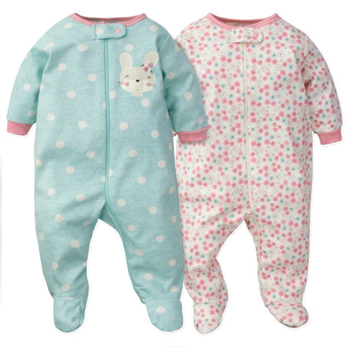 Gerber Organic Cotton Sleep N' Play Footies (Baby Girls) with Caps & Mittens 