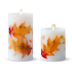 Luminara® Fall Leaves Real-Flame Effect Pillar Candle in Ivory