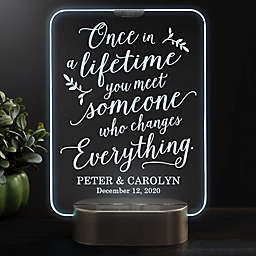 Once In A Lifetime Personalized Wedding Light Up LED Glass Keepsake