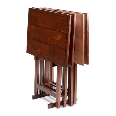 Farmhouse 5-Piece Oversized Snack Table Set in Walnut. View a larger version of this product image.