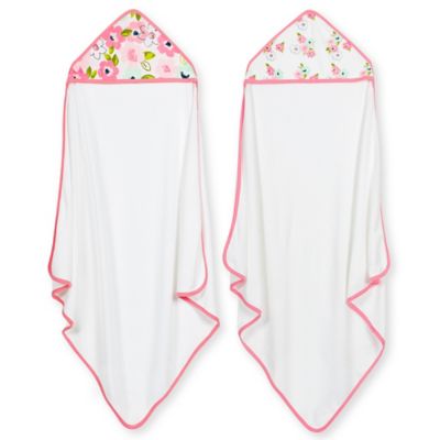 Just Born&reg; 2-Pack Blossom Hooded Towels in Pink
