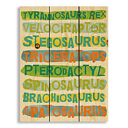 Designs Direct "List of Dinosaurs" 11-Inch x 14-Inch Multicolor Wood Wall Art