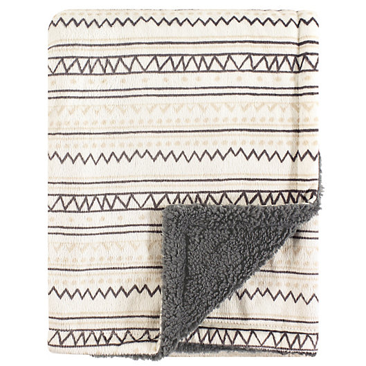 Alternate image 1 for Hudson Baby® Aztec-Inspired Minky Blanket with Sherpa Backing