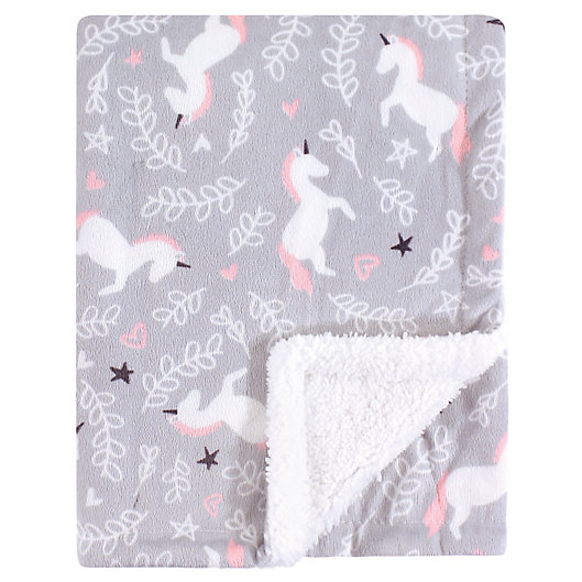 Alternate image 1 for Hudson Baby® Whimsical Minky Blanket with Sherpa Backing in Pink