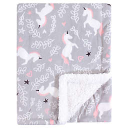 Hudson Baby® Whimsical Minky Blanket with Sherpa Backing in Pink