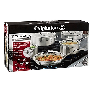 Calphalon&reg; Tri-Ply Stainless Steel 10-Piece Cookware Set. View a larger version of this product image.