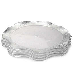 Classic Touch Trophy Wavy Glass Charger Plates in Silver (Set of 4)