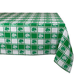 Design Imports Shamrock Woven Check 52-Inch Square Tablecloth in Green