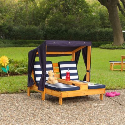 KidKraft&reg; Double Chaise Lounge with Cupholders and Canopy in Navy/White