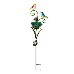 National Tree Company Flower and Birds Solar Garden Stake in Green