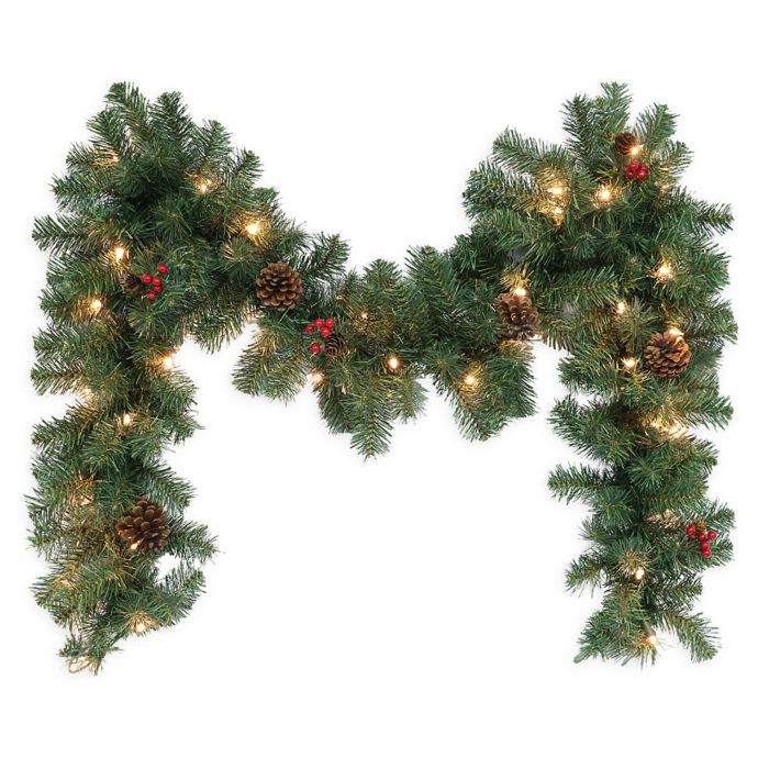 Pre Lit Pine Garland Set Of 2