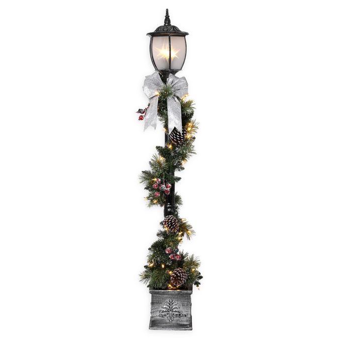 Winter Wonderland 5 Foot Pre Lit Decorated Lamp Post Bed Bath