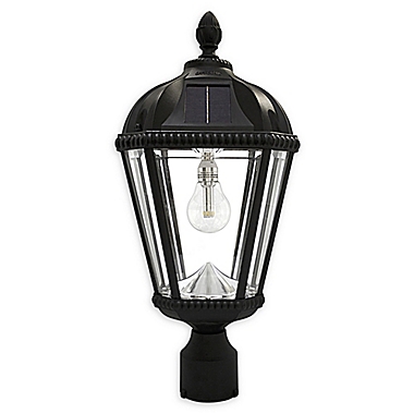Gama Sonic Post Mount Outdoor Integrated LED Post Lantern in Black. View a larger version of this product image.