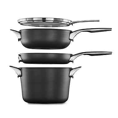 Calphalon&reg; Premier&trade; Space Saving Hard Anodized Nonstick 4 qt. Covered Chef&#39;s Pan. View a larger version of this product image.