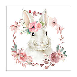 Designs Direct Floral Bunny 16-Inch Square Canvas Wall Art