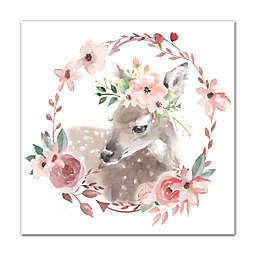 Designs Direct Floral Fawn 16-Inch Square Canvas Wall Art
