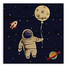 Designs Direct Moon Balloon 14.25-Inch Square Wood Wall Art