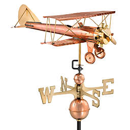 Good Directions Biplane Weathervane in Polished Copper
