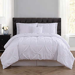 Truly Soft Arrow Pleated 8-Piece Queen Comforter Set in White