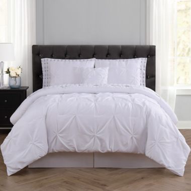 Truly Soft Arrow Pleated 8-Piece Queen Comforter Set in White. View a larger version of this product image.