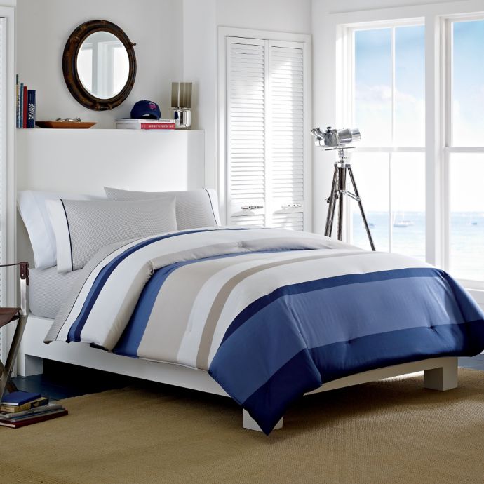 Nautica Grand Bank Reversible Duvet Cover Set In Khaki Bed Bath