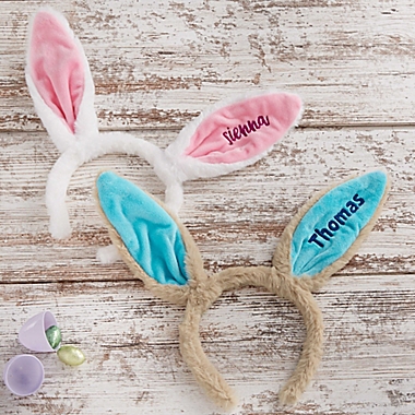 Embroidered Easter Bunny Ear Headband. View a larger version of this product image.