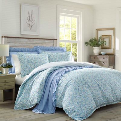 Laura Ashley Sheets Adorned With Allover Blue Floral Design On A Crisp   2716585811242c