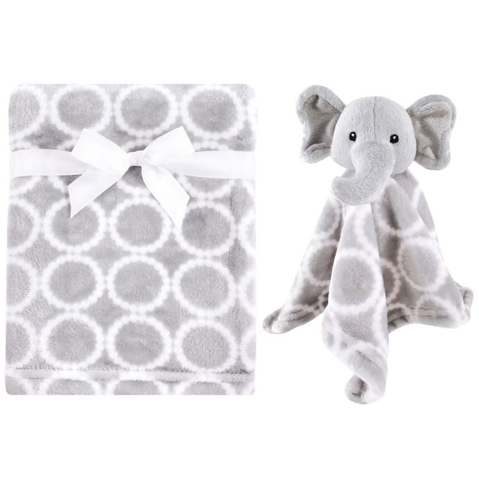 Hudson Baby Elephant Plush Security Blanket Set In Grey Bed Bath Beyond