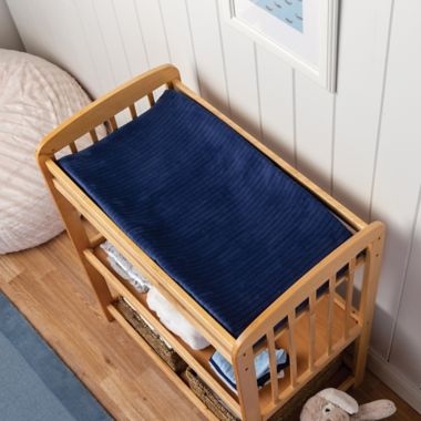 Boppy&reg; Striped Changing Pad Cover in Navy. View a larger version of this product image.