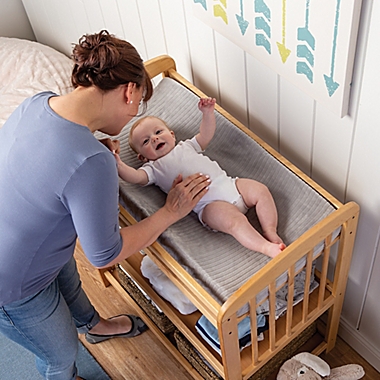 Boppy&reg; Striped Changing Pad Cover in Grey. View a larger version of this product image.