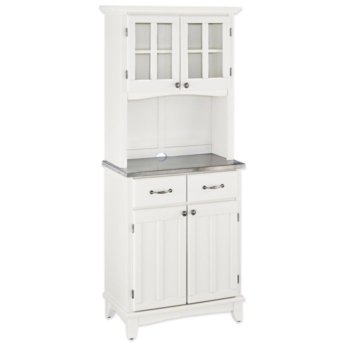 Home Styles Stainless Steel Top Small Buffet/Server with Hutch | Bed ...