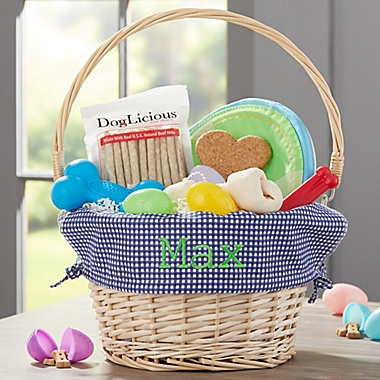 Willow Pet Easter Basket in Checkered Navy. View a larger version of this product image.