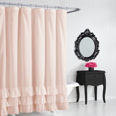 Betsey Johnson Solid Ruffle Shower, Pink Ruffle Curtain