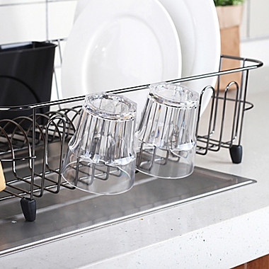 ORG Metal Dish Rack with Scallop Cup Holder in Black/Chrome. View a larger version of this product image.