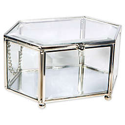 Home Details Vintage Hexagon Beveled Glass Jewelry Box