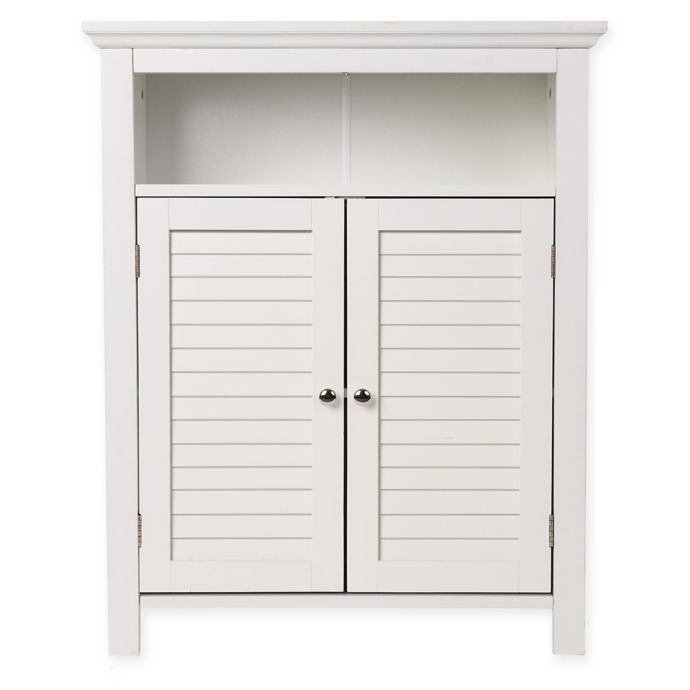 Double Shutter Door Wooden Floor Cabinet In White Bed Bath Beyond