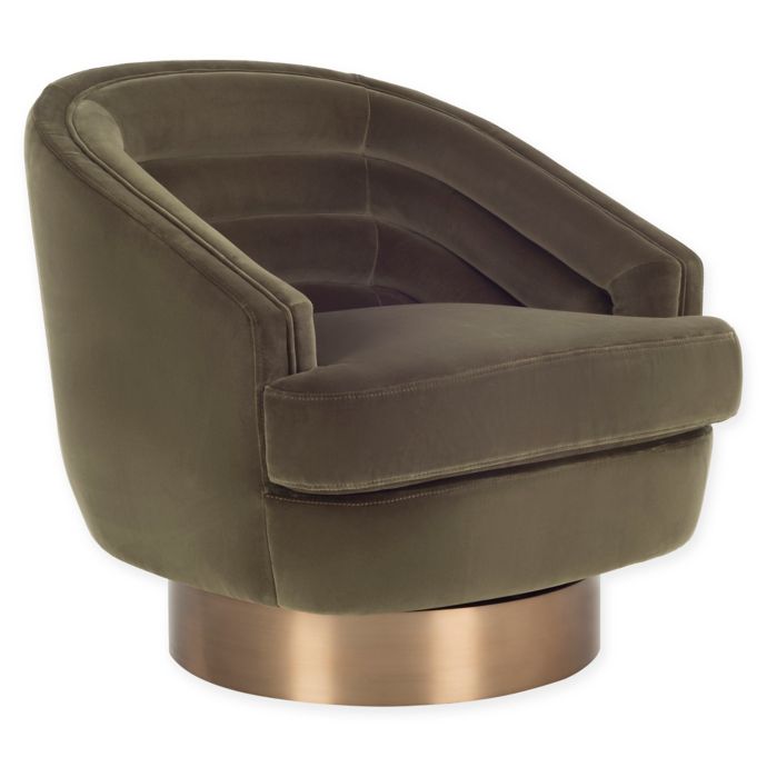 Safavieh Arvilla Swivel Velvet Club Chair In Giotto Dark Olive