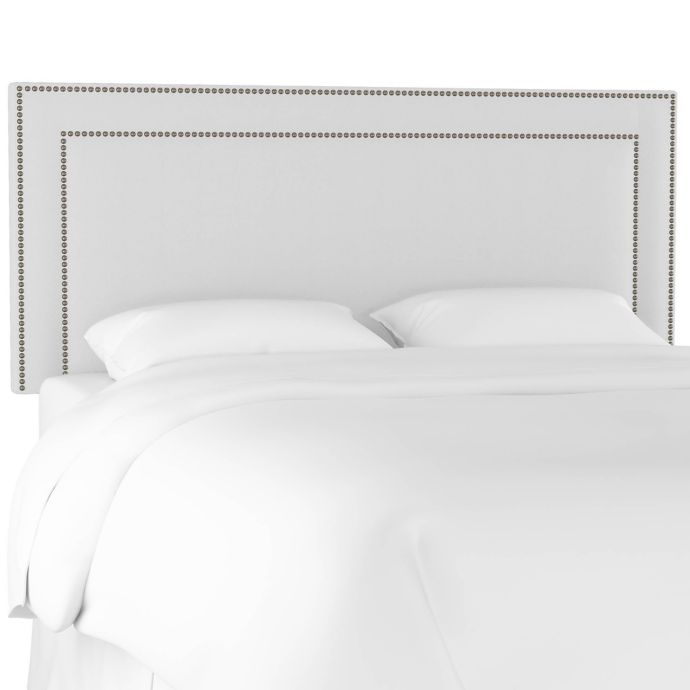 white upholstered headboard queen