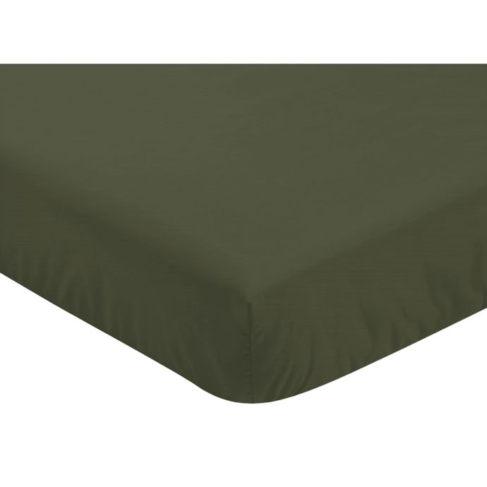 Sweet Jojo Designs Woodland Camo Solid Fitted Crib Sheet In Hunter