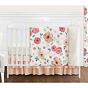 Sweet Jojo Designs&reg; Watercolor Floral 4-Piece Crib Bedding Set in Peach/Green