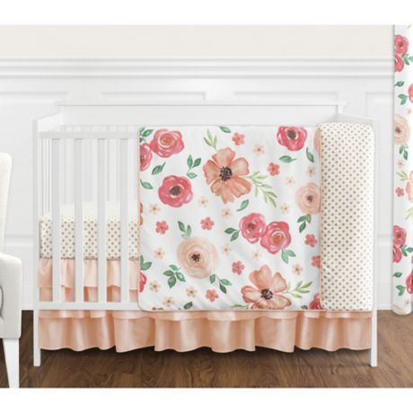 Sweet Jojo Designs® Watercolor Floral 4-Piece Crib Bedding ...