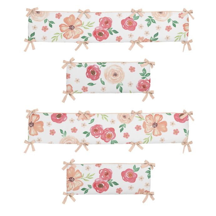 Sweet Jojo Designs® Watercolor Floral 4-Piece Crib Bumper ...