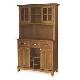 Home Styles Cottage Oak Wood Top Large Buffet/Server with Hutch