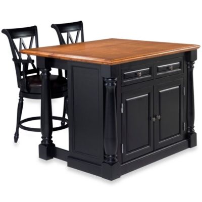 Home Styles Monarch Antiqued Kitchen, Monarch White Kitchen Island With Seating