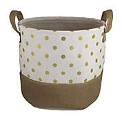 Bee &amp; Coco Round Storage Bin in Ivory with Gold Metallic Polka Dots