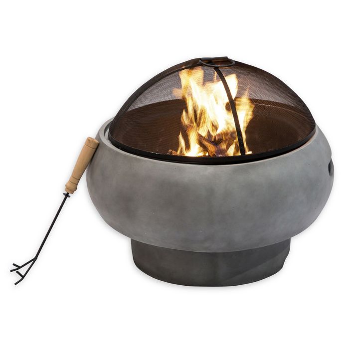 Peaktop Round Concrete Wood Burning Fire Pit In Grey Bed Bath