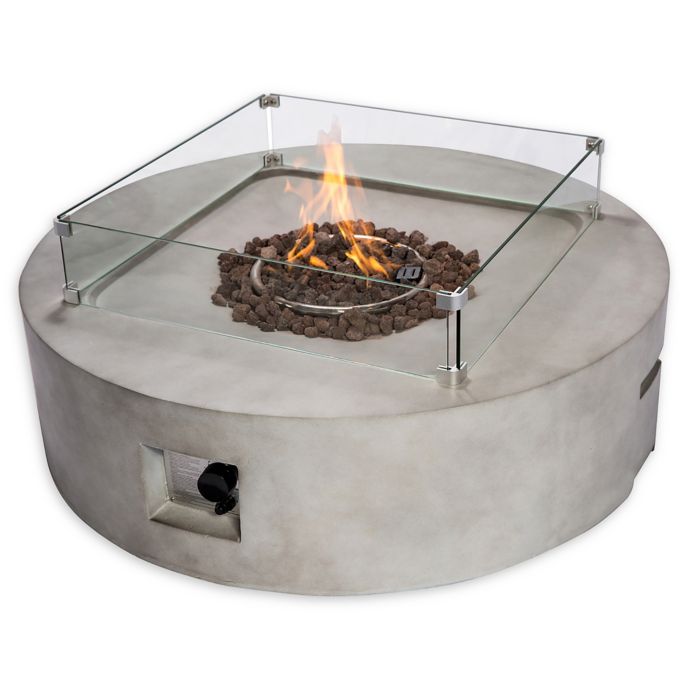 Peaktop Round Concrete Propane Fire Pit in Grey | Bed Bath ...