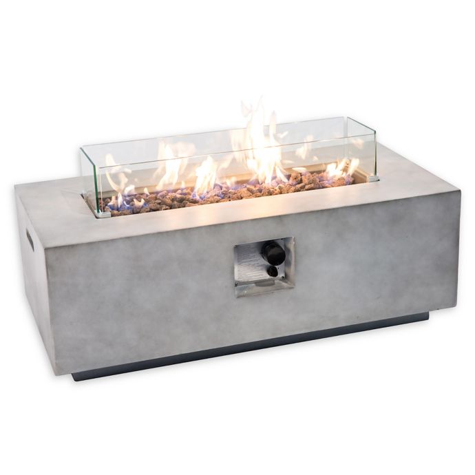 Peaktop Rectangular Concrete Propane Fire Pit in Grey ...