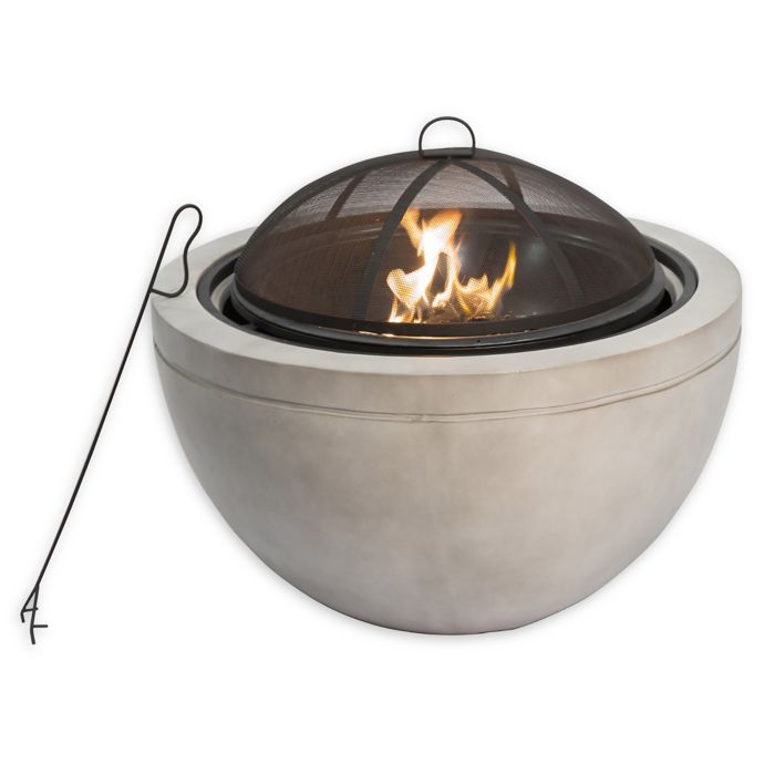 Peaktop Round Wood-Burning Fire Pit in Grey | Bed Bath ...