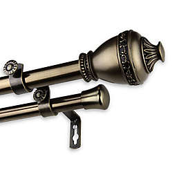 Rod Desyne Amelie 28 to 48-Inch Double Drapery Rod Set in Antique Brass